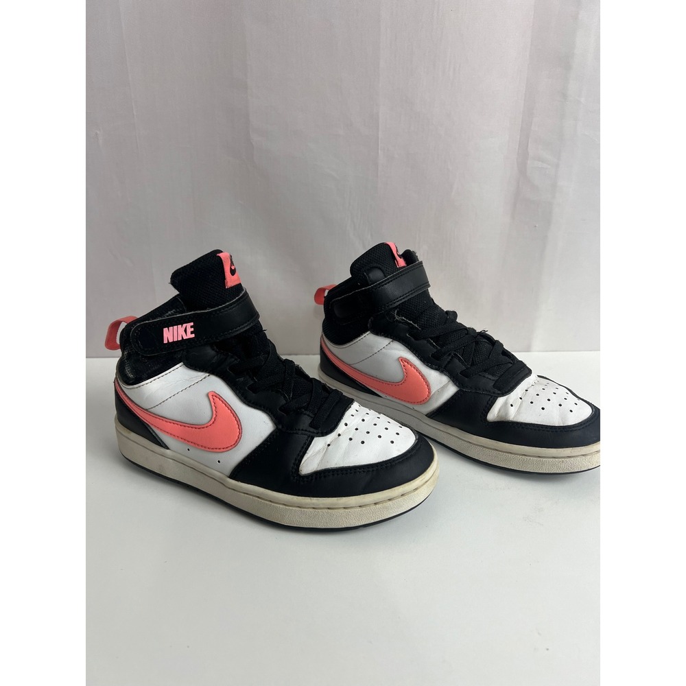 Nike Court Borough Mid 2 Kids Black White Pink Sneakers CD7783-005 Size 2Y
